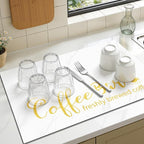 Findosom Dish Drying Mat, 12"x 20" Super Absorbent & Hide Stain Coffee Mat, Cuttable Drying Mat for Kitchen Counter, Coffee Bar Accessories, Under Dish Rack, Coffee Maker, Espresso Machine, White