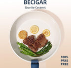 BECIGAR 23pcs Ceramic Pots and Pans Set, Nonstick Detachable Handle Cookware, Induction Kitchen Cooking Set with Removable Handle,include Frying Pans & Saucepans Oven Safe(Blue)