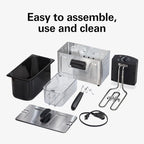 Hamilton Beach 35032 Professional Style Electric Deep Fryer, Frying Basket with Hooks, 1500 Watts, 3 Liters, Stainless Steel
