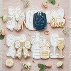 Wedding Cookie Cutters Set of 6 Dress Molds 3.5" with Plunger Stamps Baking Dough Tools Cake Shapes PLA Accessories for Birdesmaid Decorative Party Kitchen Supplies