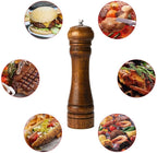 Wooden Pepper Mill Set Salt Pepper Grinder Kit Manual Mills Solid with Strong Adjustable Ceramic Grinders 2 Piece 8 Inches