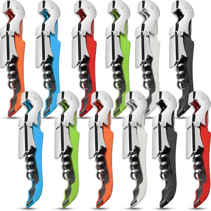 12 Pieces wine key wine opener Stainless wine bottle opener Fold Serrated Foil Cutter wine keys for bartenders for Family, Company Party,Bars,Restaurants(6 Color)