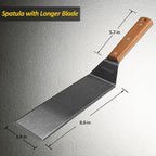 Stainless Steel Metal Spatula, Long Griddle Spatula, Hamburger Smasher Turner Scraper - Pancake Flipper - BBQ Turner and Flat Top Griddle Fliiper - Commercial Grade,3x8 inch