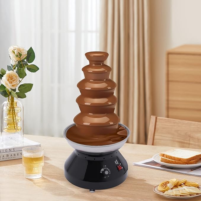 Chocolate Fountain Commercial Hot Chocolate Fondue Tower 5 Tier 7 lb Large Capacity Stainless Steel Chocolate Melting Heating Machine for Nacho Cheese Liqueurs Party Wedding