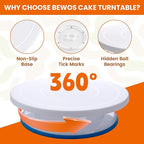 BEWOS 80 PCs Cake Decorating Kit With Cake Turntable - Include 50 Disposable + 4 Reuseable Piping Bags, 13 Icing Piping Tips, Cake Leveler, 2 Spatulas, 3 Icing Scraper, Cake Decorating Tools