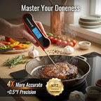 0.5 Sec Instant Read Meat Thermometer Digital with ±0.5℉ Precision, Food Thermometer for Cooking Kitchen Gadgets, Oven Grill Candy BBQ Essentials Accessories, Gifts for Him Dad Men Birthday, Red