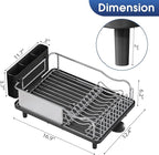 Urackify Stainless Steel Dish Drying Rack - Large Capacity Kitchen Counter Organizer with Drain Board, Utensil Holder & Detachable Cup Shelf, Surgical-Grade Rust-Proof Dish Drainer, Easy Assembly