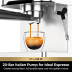 CHULUX Cube Espresso Machine with Milk Frother Steam Wand, 20 Bar Professional Italian Pump Semi Automatic Espresso Coffee Machine for Home Cappuccino & Latte Maker