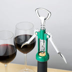 True Soar Winged Corkscrew Wine Opener Manual, Heavy Duty Stainless Steel Cork Openers in Chrome Finish Home Bar Accessories Bar Tools, Set of 1 Green