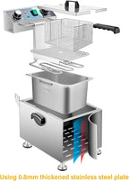 WaterElfo Electric Deep Fryer - 13L 13.7QT Commercial Deep Fryer 1800W 120V18.7Pounds withTroperature Control and Timer Large Basket Fryer for Commercial and Domestic Kitchens