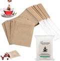 100Pcs Disposable Tea Bags for Loose Leaf Tea, 100% Natural Wood Pulp Paper Material, Empty Unbleached Filter Bags with Drawstring