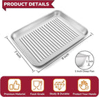 P&P CHEF 9 x 7 x 1 Inch Mini Toaster Oven Pan, Stainless Steel Small Baking Pan Oven Tray for Cooking & Roasting, Corrugated Bottom, Healthy & Sturdy, Dishwasher Safe - 1Pc