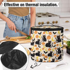 Halloween Electric Pressure Cooker Insulation Bag Effective Insulation Pressure Cooker Handbag Keep Your Cooker Dust Free, Pumpkin Moon Black Cat