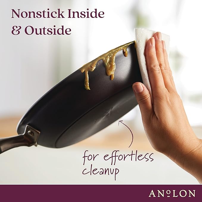 Anolon Advanced Hard Anodized Nonstick Divided Grill / Griddle Pan / Skillet - 12.5 Inch, Gray