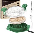 Cleangor Chicken Shredder Tool Twist Large, BPA Free Meat Shredder with Ergonomic Handle, Non-Slip Food Shredder Tool for Pork, Beef, Set of Chicken Breast Shredder with Brush & Fork (1, Green)