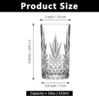 Tall Highball Glasses Set Of 6-14 Ounce Elegant Tom Collins Glasses - Textured Designer Glassware Set For Whiskey,Drinks, Water, Beer, Soda
