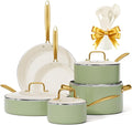 Pots and Pans Set Non Stick - VONIKI Ceramic Cookware Set with Cooking Utensils Set, Non Toxic Kitchen Cookware Sets Dutch Oven Pot with Lid Saucepan Set Sauté Pan Frying Pan Set for Cooking Gifts