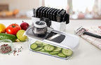 Fullstar Mandoline Slicer for Kitchen, Fruit Cutter, Cheese Grater, Cucumber Slicer, Veggie Spiralizer, Food Cutter & Kitchen Gadgets & Gifts with Safety Glove (11 in 1, White)