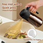 YARRAMATE 2PCS 16oz/470ml Oil Sprayer for Cooking with Stickers, Food-Grade 2 in 1 Olive Oil Dispenser Bottle for Kitchen, Premium Dark AmberGlass Oil Bottle for Air Fryer, BBQ (Black & Green)