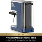 CHULUX Slim Espresso Machine with Milk Frother, 20 Bar Professional Italian Pump Espresso Coffee Machine for Home Cappuccino & Latte Maker, Stainless Steel, Navy