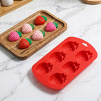 Ymapinc 3D Strawberry Mold Silicone, 2pcs Fondant Molds for Cake Decorating, Fruit Silicone Molds for Chocolate/Candy/Clay/Candle, Cookie Mold Baking Supplies (Red)