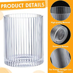 Zhehao 12 Pcs Ribbed Drinking Glasses Set 12 oz 14 oz Glass Cups Vintage Glassware Ribbed Cocktail Cup Clear Ice Coffee Highball Ripple Drinkware for Home Bar Beverages