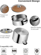 VENTION 8.7 Inch Small Vegetable Steamer Pot, 3.8 QT Induction Stainless Steel Steamer for Cooking, Steam Pot(22cm)