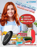 One Touch Electric Can Opener Fits All Can Sizes for Seniors with Arthritis, Battery Operated Can Opener with Smooth Edge, Food Safe Kitchen Gadgets Automatic Can Opener for Kitchen