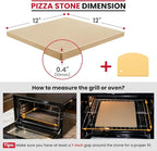 Unicook Pizza Stone for Oven and Grill, Square Baking Stone 12 Inch, Cordierite Cooking Oven Stone, Thermal Shock Resistant Pizza Pan for Pizza, Bread, Including Dough Scraper