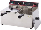 Winco Commercial-Grade Electric Countertop Deep Fryer, Dual Well,Silver