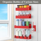 HuggieGems Magnetic Water Bottle Holder for Refrigerator, Cup Holder Organizer for Stanley and Tumbler for Kitchen, 4 Pack, Red