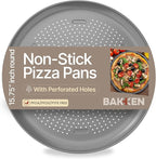 Bakken 16 Inch Non-Stick Pizza Pan 1 Pack, Round Carbon Steel Pizza Tray with Perforated Holes, PFOA, PFOS, & PTFE-Free, Dishwasher & Oven Safe Up To 450°F, Durable Nonstick Coating, Silver