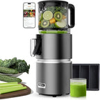 Anybear Cold Press Juicer with 4.9" Large Feed Chute, 350W Masticating Juicer Machines with Dual Slow-Squeezing Technology for Whole Fruits & Veggies with High Yield | BPA-Free Tritan (Grey)