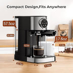 Electactic Espresso Machine 20 Bar, Super Compact Espresso Maker Stainless Steel with Touch Screen, Professional Coffee Machine, Automatic Milk Frother for Cappuccino