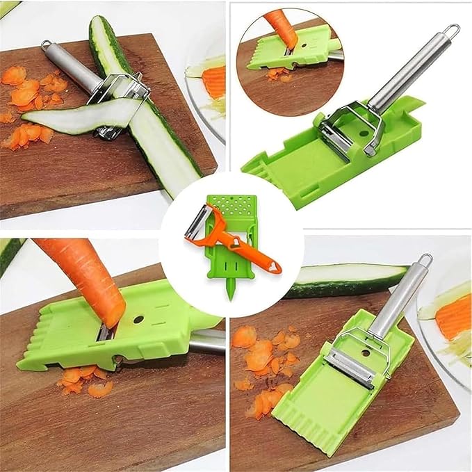 Multifunctional Kitchenware Set,Multifunctional Peeler,A Slicer and a Vegetable Peeler,2025 New Upgrade 2 in 1 Cutter and Julienne Set,Julienne Peeler Vegetable Peeler (Orange)