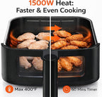 Simple Deluxe 8-in-1 Air Fryer 4 Qt, Digital Preset Airfryer with Visible Window, Nonstick and Dishwasher-Safe Basket for Chips, Bake, Wings, 60-Min Timer, 1500W, White