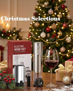 Electric Wine Opener Set, 4 in 1 Electric Wine Bottle Opener, Rechargeable Corkscrew Opener with Aerator, Foil Cutter, Vacuum Stopper, Ideal Present for Christmas, Wine Lovers, Party, Wedding