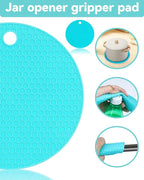 Jar Opener 3-Piece Set for Seniors with Arthritis, Multi-Function Can and Bottle Opener for Weak Hands, Ergonomic Non-Slip Kitchen Tool Set, Easy-to-Use, Thoughtful Gift for Elderly