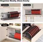 Housolution Pot and Pan Organizer Rack for Cabinet, Expandable Pot Lid Organizer with 15 Adjustable Dividers, Pan Holder Storage Rack for Kitchen Cabinet, Bronze