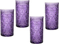 Godinger Highball Glasses, Tall Drinking Glasses, Beverage Glass Cups - Jax Collection, Purple Grape, Set of 4