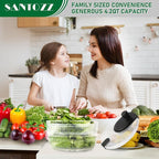 Santozz Rotary Salad Spinner with Bowl 4.2Qt, Lettuce Dryer, Vegetable Washer, Colander and Build in Draining System for Washing, Draining Vegetables, Greens and Fruits