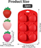 Ymapinc 3D Strawberry Mold Silicone, 2pcs Fondant Molds for Cake Decorating, Fruit Silicone Molds for Chocolate/Candy/Clay/Candle, Cookie Mold Baking Supplies (Red)