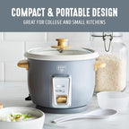 GreenLife Rice Cooker with Removable PFAS-Free Ceramic Nonstick Pot, 3-Cups Uncooked/6-Cups Cooked, Grains & Oatmeal Multicooker, Compact One-Switch Design, Auto Keep Warm, Easy Clean, Gray