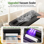 Vacuum Sealer for Food, Food Saver Vacuum Sealer Machine, Powerful Suction, Build-in Cutter, UV Compact Food Sealer, Dry&Wet Modes, Vacuum Sealer Kit with Bag Roll&Mason Jars&Reusable Vacuum Seal Bags