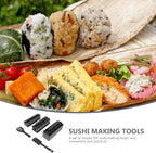 Garneck Sushi Making Molds Rice Roll Makers 10pcs Set Black DIY Onigiri Rice Ball Mold Kit for Home Kitchen Cooking Tools