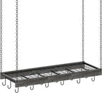 CHOEZON Hanging Pot Rack, 35.4" L x 13" W Ceiling Pot Hanger, Industrial Style Pot Rack, Wall Mounted Pot Hanger for Kitchen, Pot and Pan Hanging Rack, with Hooks, Charcoal Black and Black TPR12BCC1