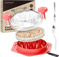 Cleangor Chicken Shredder Tool Twist Large, BPA Free Meat Shredder with Ergonomic Handle, Non-Slip Food Shredder Tool for Pork, Beef, Set of Chicken Breast Shredder with Brush & Fork (1, Red)