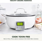 GreenPan Elite Essential Smart Electric 6QT Skillet Pot,Sear Saute Stir-Fry and Cook Rice, Healthy Ceramic Nonstick and Dishwasher Safe Parts, Easy-to-use LED Display, PFAS-Free, Cream White