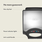 bella Waffle Iron - 4 Square Belgian Waffle Maker, Non-stick Extra Large Plates for Easy Cleanup - Compact Design, Stainless Steel, Black, 1400W