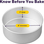 Wilton Aluminum Round Cake Pan, Extra-Deep Bakeware for Layered Cakes, Durable, Even Heating, Rust-Resistant, Professional Quality, 8 x 3 in, Packaging May Vary